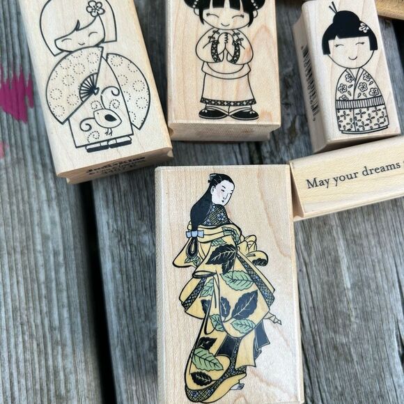 Vintage Asian-Inspired Wooden Stamp Set - Picture 8 of 16